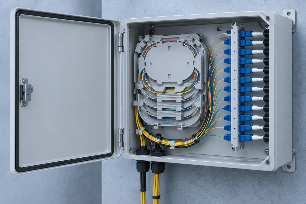 Organized ODN fiber distribution box with cable management